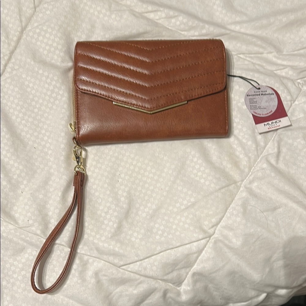 Mundi Brown Wristlet Clutch